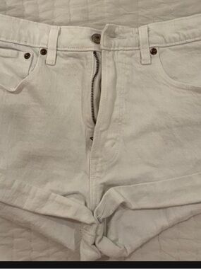 White High-Rise Roll-Cuff Women's Denim Shorts